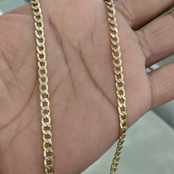 14kt Real Gold Cuban Curb Diamond Cut Chain 4.5mm 24 inches